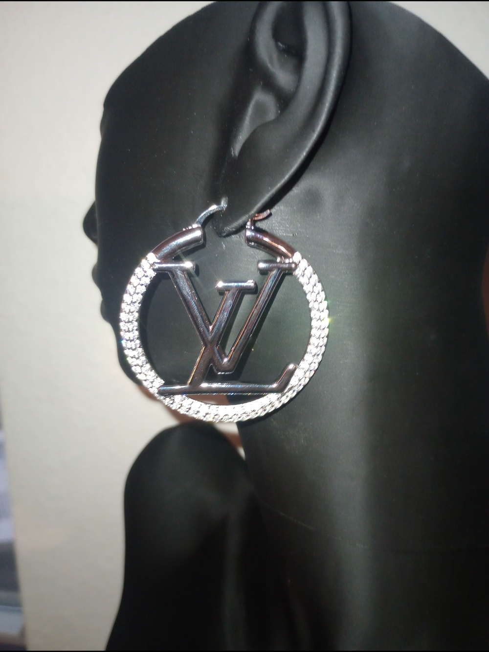 Fashion Silver Pave Hoop Earrings